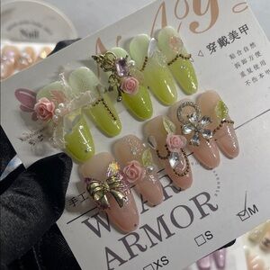 M size custom Floral and Butterfly Nail Art Set